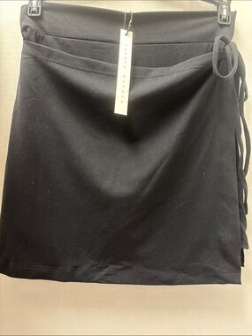 NWT Susana Monaco Black Side-Tie Mini Skort with Smooth Finish